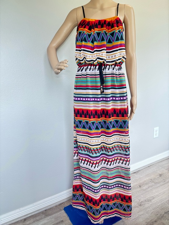 City Triangles Dresses & Skirts - City Triangles Red, Orange, Purple & Teal Geometric Maxi Dress Like New
